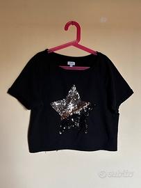 Felpa nera corta OVS con stella brillante 14 anni