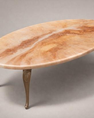 Tavolo ovale in marmo con gambe decorative 