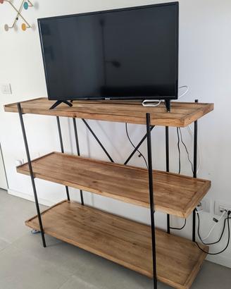 Mobile porta tv o libreria in legno e metallo 