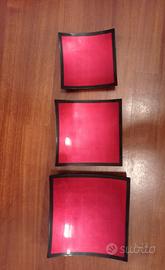 3 ciotole decorative rosse e nere