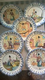 Set 7 Piatti Vintage in Ceramica di Bassano "Giorn