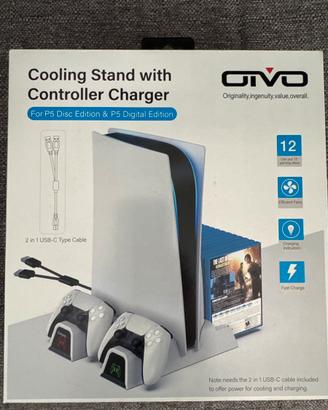 Supporto con ventola e ricarica controller per Ps5