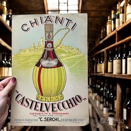 Antica locandina insegna Chianti 1950 originale