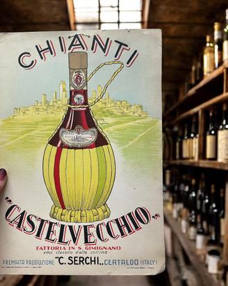 Antica locandina insegna Chianti 1950 originale