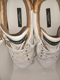 sneaker Dolce & Gabbana bianche e oro donna 