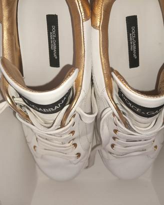 sneaker Dolce & Gabbana bianche e oro donna 