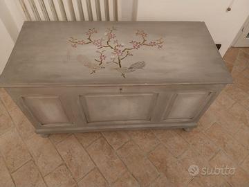 Cassapanca in legno massello finitura Shabby Chic