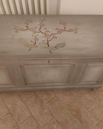 Cassapanca in legno massello finitura Shabby Chic