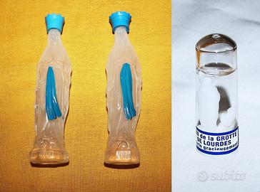 Acqua Santa LOURDES: 2 Bottiglie statua, Miniatura