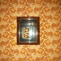 Cornice con specchio in radica di noce