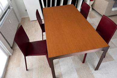 Tavolo allungabile more + 4 sedie in pelle Estel