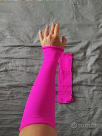 Guanti lunghi fucsia donna punk cosplay manicotti