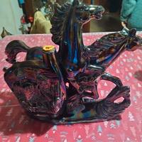statuetta in ceramica di cavalli anni 70/80