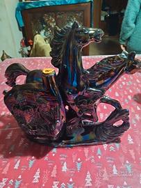 statuetta in ceramica di cavalli anni 70/80