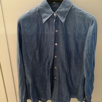 Camicia donna "Bagutta" 100% lino azzurro - L