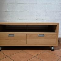 Mobile porta TV in legno con cassetti e ruote (120