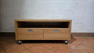 Mobile porta TV in legno con cassetti e ruote (120