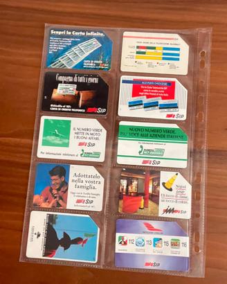 Lotto 10 Schede Telefoniche SIP Anni '90 + Foglio