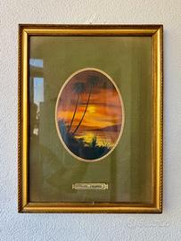 Felice Colombo - Tramonto tropicale, olio ovale
