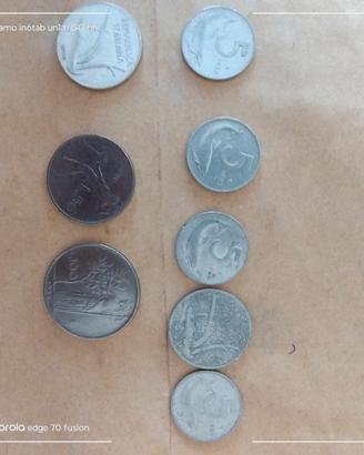 8 monete 5/10/50/100 lire del 1953/55/56