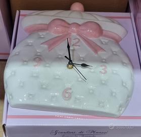 Orologio in ceramica fiocco rosa 