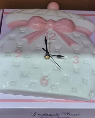 Orologio in ceramica fiocco rosa 