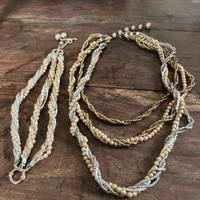 Parure collana bracciale in perline