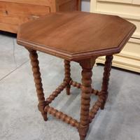 tavolino antico ottagonale in legno massello 