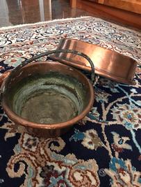 Casseruola, mestolo, paiolo e pentolino rame