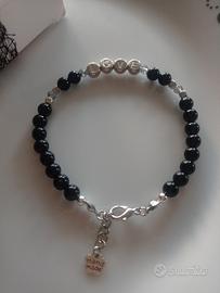 Bracciale uomo Unisex con Onice nera scritta LOVE 