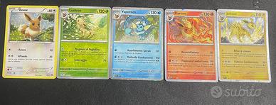 Lotto 5 Eeveelutions Holo - Eevee, Leafeon, Vapore