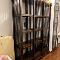 Libreria in teak a vista con 3 cassetti