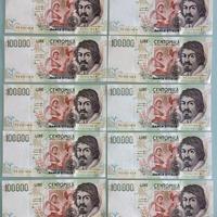 Banconote 100.000 Lire Caravaggio FDS Lotto intero
