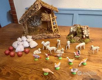 Presepe capanna animali oggetti lotto natale
