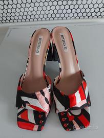 Sadalo ciabattina elegante in raso multicolore