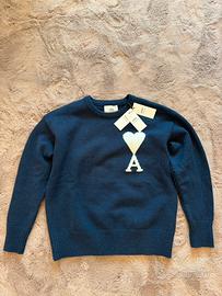 Maglione ami paris blu con cuore bianco