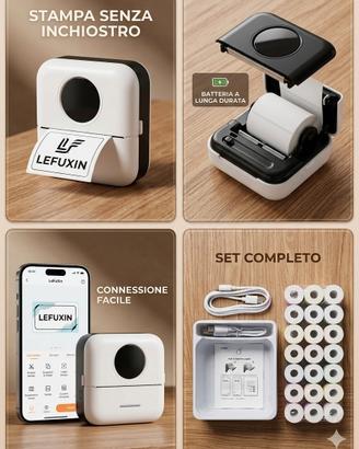 Mini Stampante Termica Bluetooth + 13 Rullini 