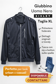 Giubbino Uomo Nero Sisley XL – Giacca Casual