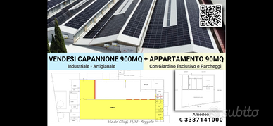 Capannone industriale + appartamento con giardino