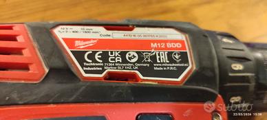 Trapano usato Milwaukee m 12 BDD senza caricabatte