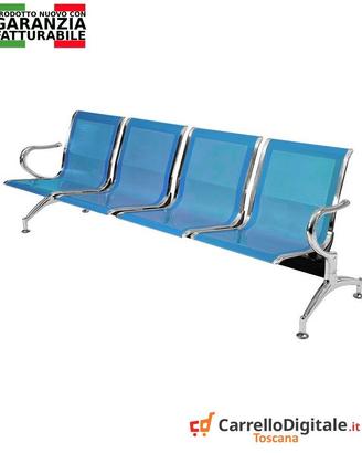 panca da attesa in acciaio colore blu 4 posti