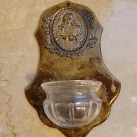 Acquasantiera domestica in vetro e argento 