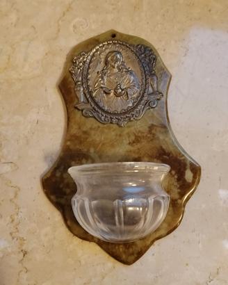 Acquasantiera domestica in vetro e argento 