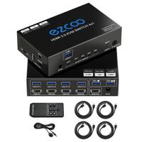 Switch KVM HDMI 4 in 1 con 4 porte USB-A e 4 porte