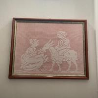 Quadro con disegno all'uncinetto fatto a mano,