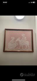 Quadro con disegno all'uncinetto fatto a mano,