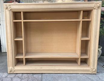 libreria a giorno da parete con  porta tv  grezza