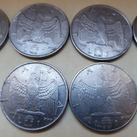 10 monete da 1 lira anni 1939/40/41