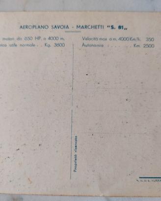 CARTOLINE AEROPLANO SAVOIA MARCHETTI "S81"