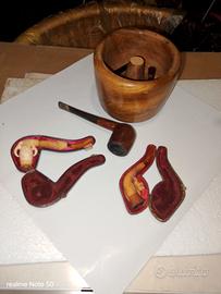 pipe da collezione in osso e legno